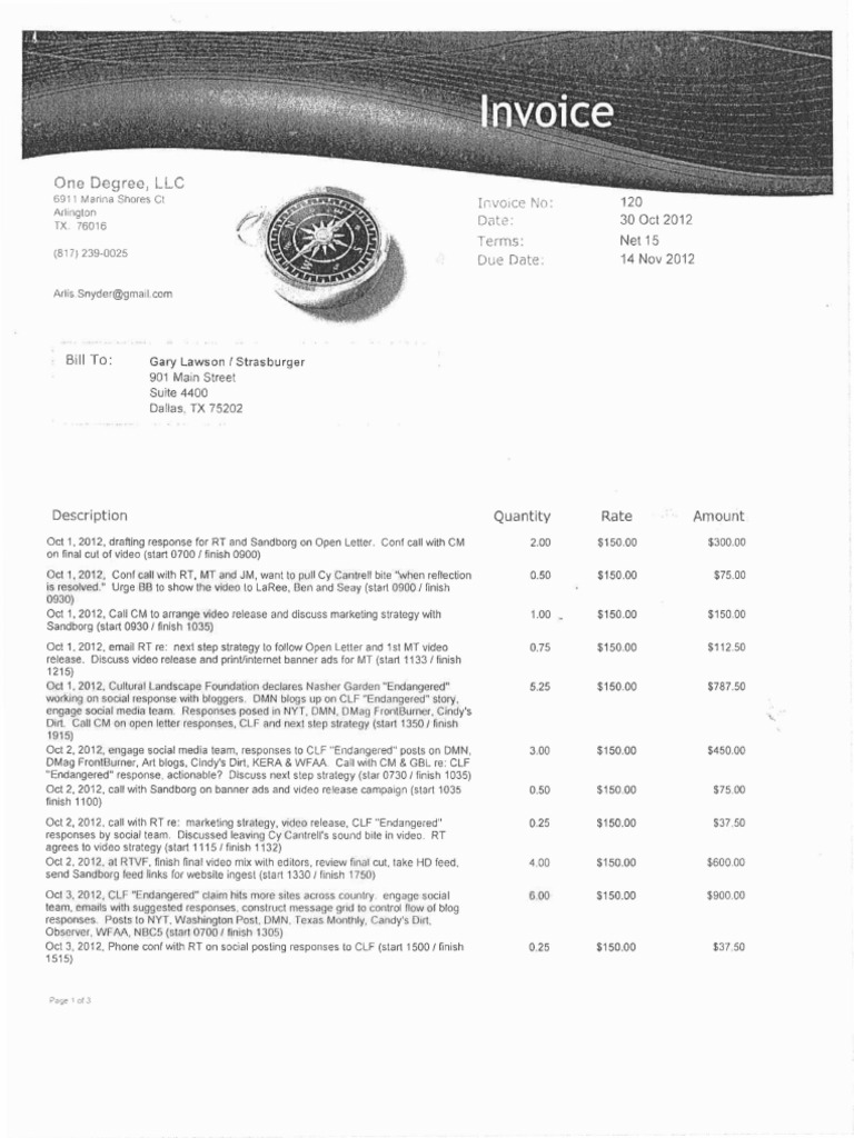 Invoice for Marketing Strategy Services | PDF