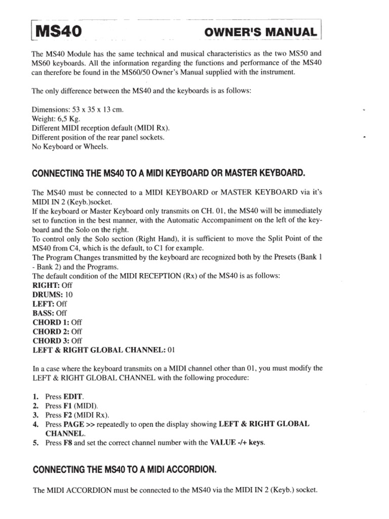 MS40 Manual | PDF
