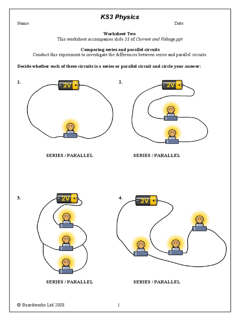 Current and Voltage Worksheet 20  PDF For Series And Parallel Circuits Worksheet