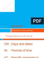 Review: Prepositions of Time and Place