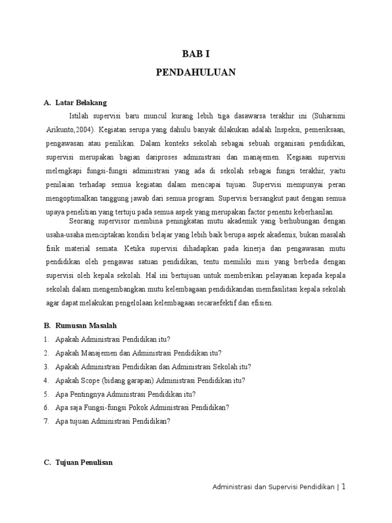 Makalah Administrasi Dan Supervisi Pendidikan