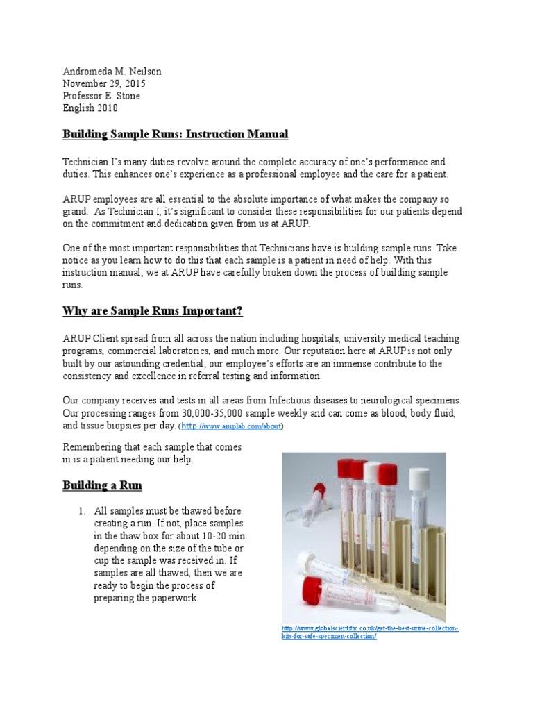 Building Sample Runs: Instruction Manual: Kits-For-Safe-Specimen ...