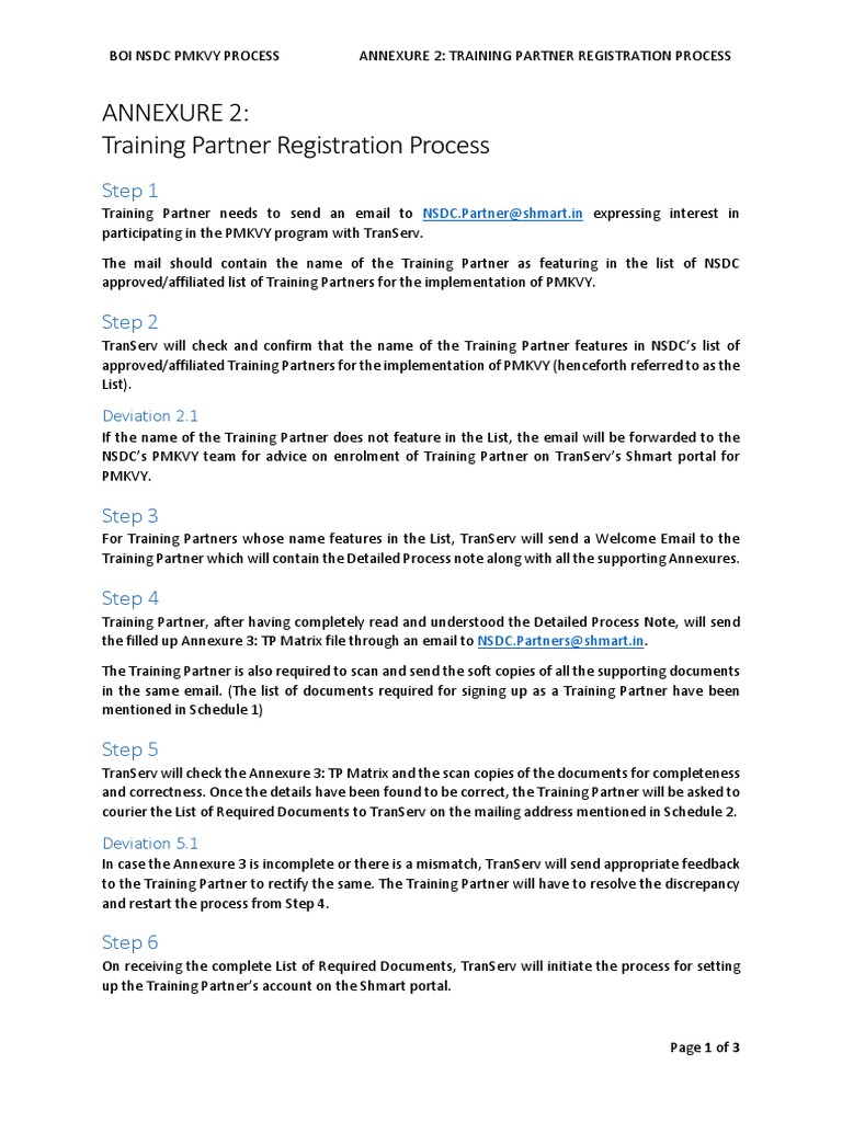 ANNEXURE 2 Training Partner Registration Process | PDF | Identity ...