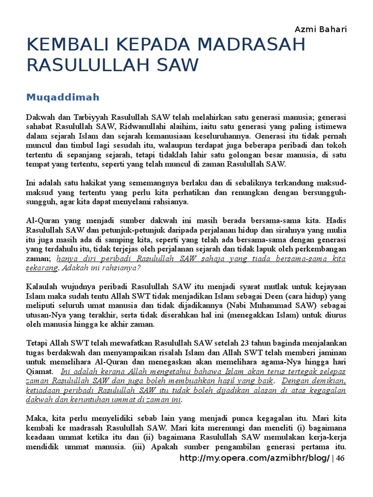 Kembali Ke Madrasah Rasulullah Saw Pdf
