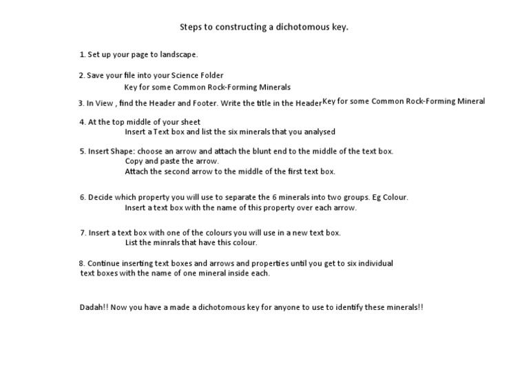 Steps To Making A Dichotomous Key PDF