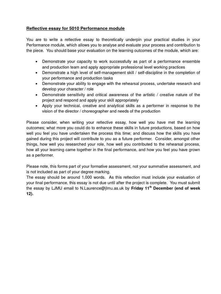 Reflective Essay on Performance Module | PDF | Career & Growth