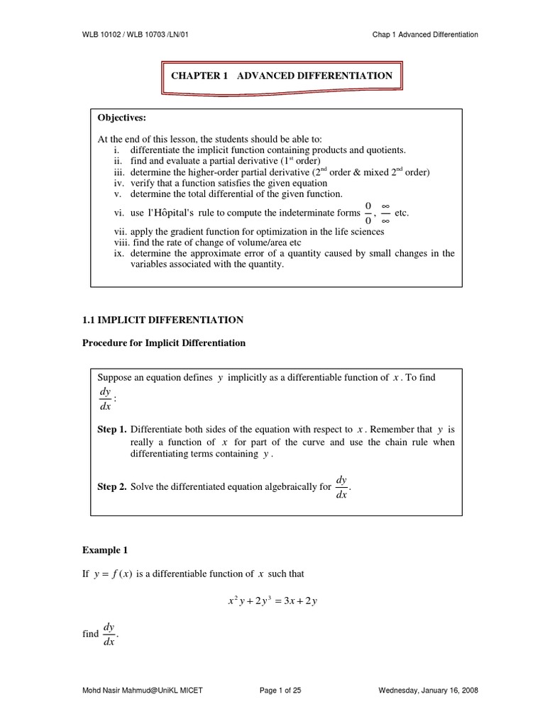 Advanced Differentiation Techniques | PDF | Derivative | Equations