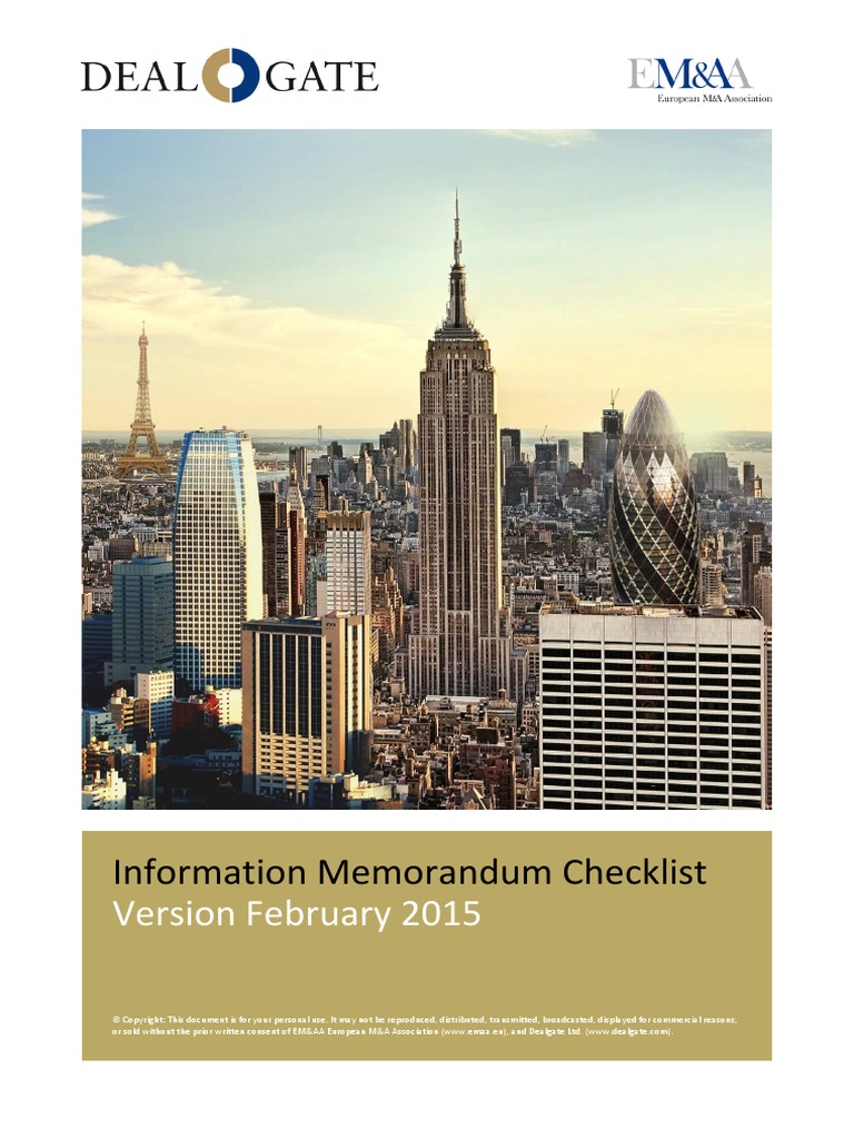 CIM - 08 - CIM Components Checklist (2015) | PDF | Mergers And ...