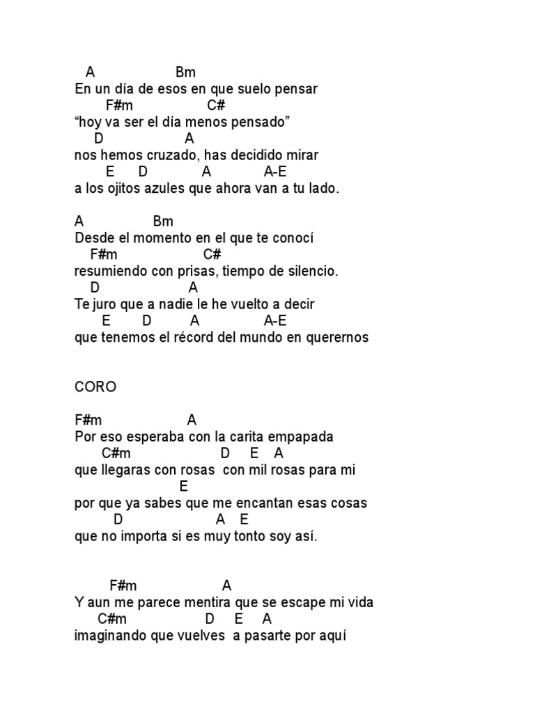 Acordes de la canción Rosas (La Oreja de Van Gogh) Amor Ocio