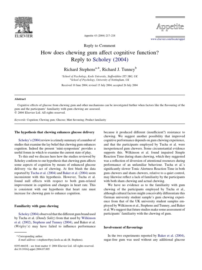 How Does Chewing Gum Affect Cognitive Function Experiment Hypothesis