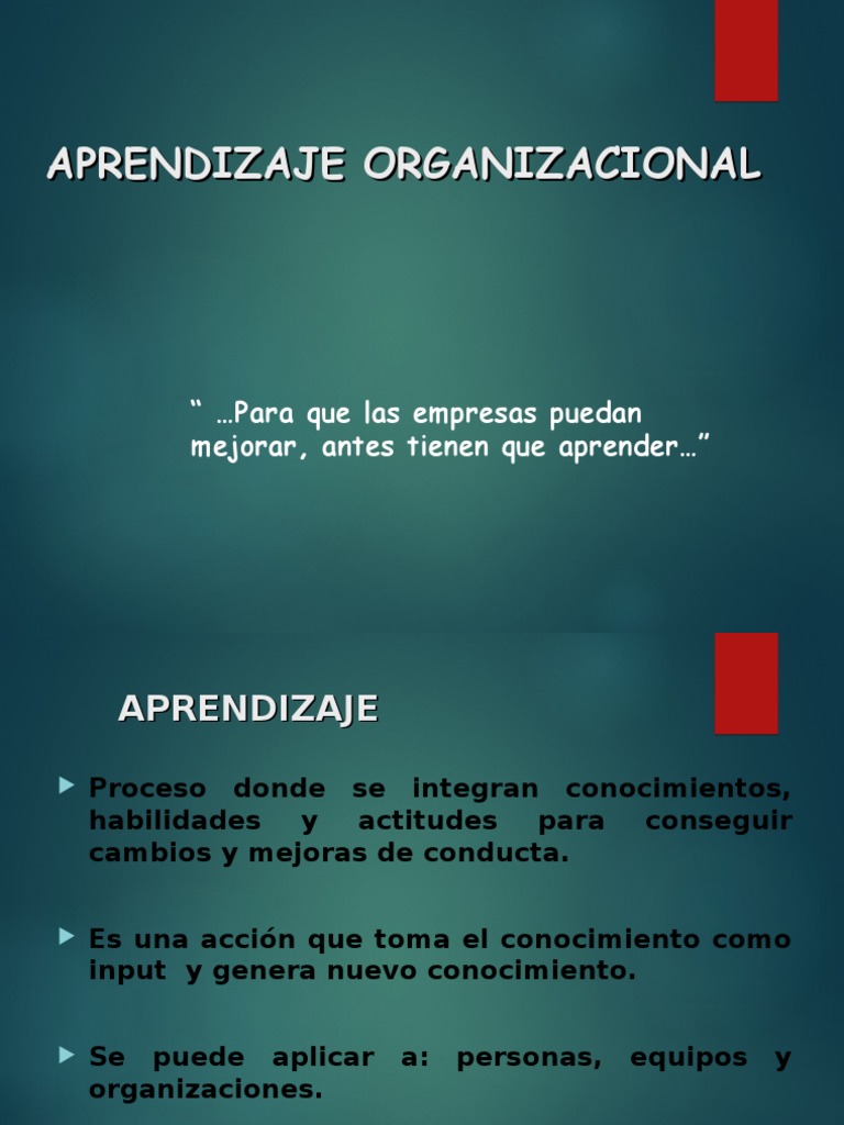 Aprendizaje Organizacional Empresarial | PDF | Aprendizaje | Conocimiento