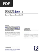 RESUMate Import Express Users Guide