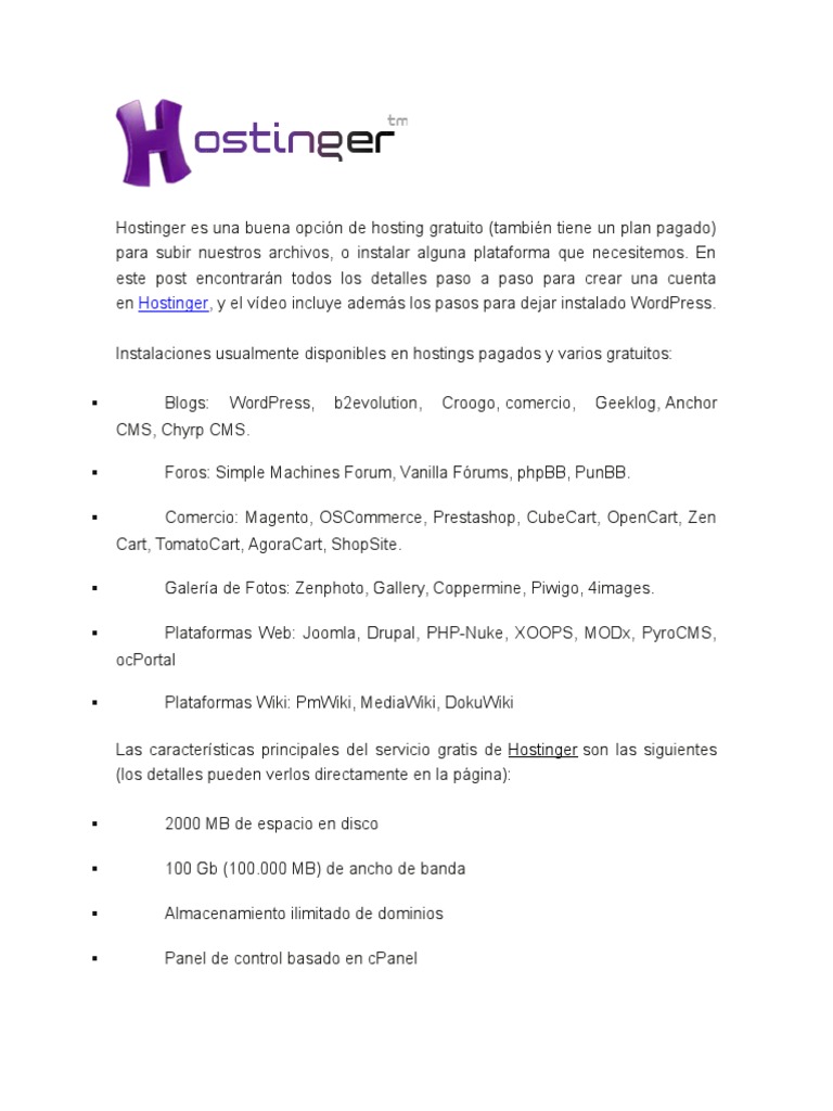 Crear cuenta en Hostinger gratis | PDF | Informática | Software