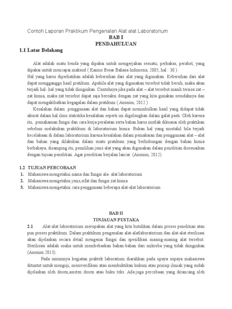 Contoh Laporan Praktikum Pdf