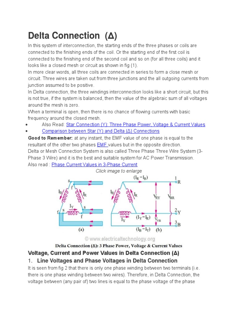 Understanding Delta (Δ) Connections: Voltage, Current and Power Values ...