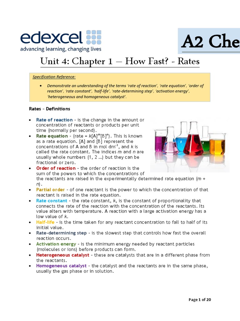 Edexcel A2 Chemistry 4 3 Notes | PDF | Catalysis | Chemical Reactions