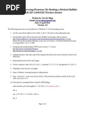 De Bricking Recovering Firmware Re Flashing A Bricked Buffalo Wzr Hp G300nh2 Wireless Router