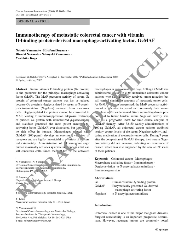 RETRACTED ARTICLE Immunotherapy of Metastatic Colorectal Cancer With