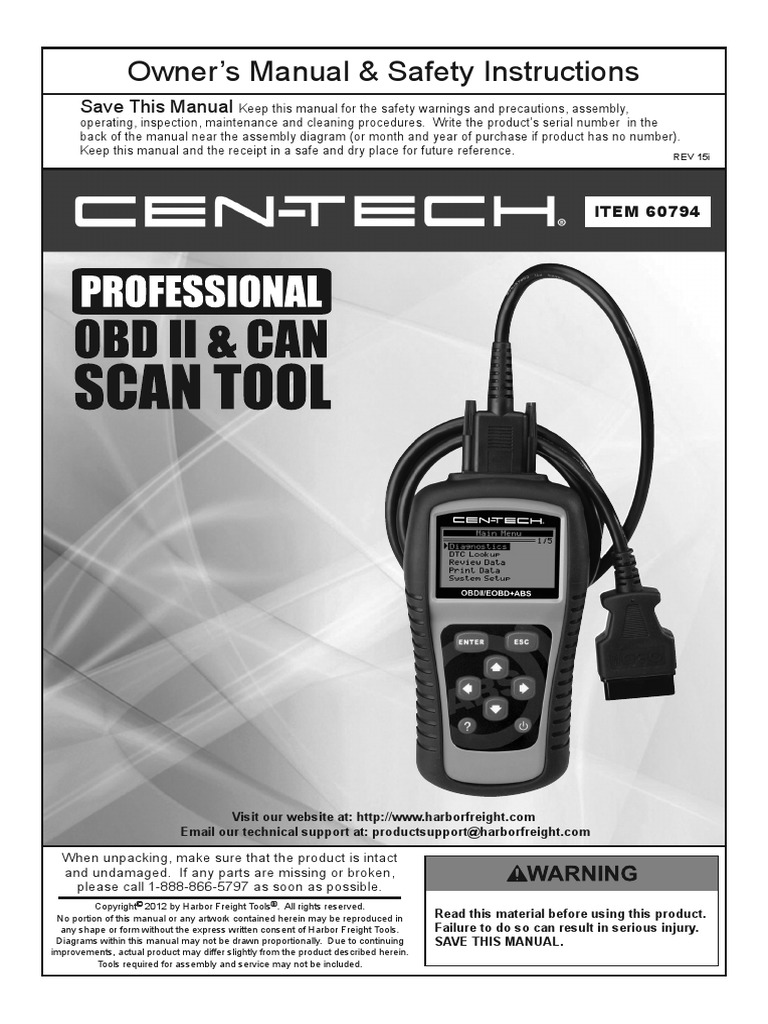 Cen-Tech (Harbor Freight) Scan - 60794 | PDF | Vehicle Technology | Vehicles