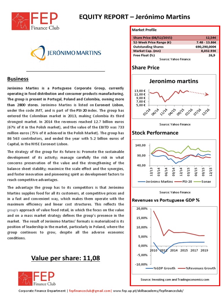 Jerónimo Martins Equity Report 2015 | PDF | Stock Valuation | Equity ...