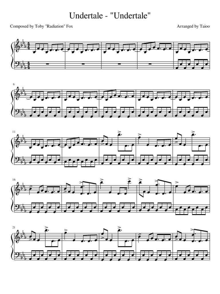 Undertale - Undertale Sheet Music