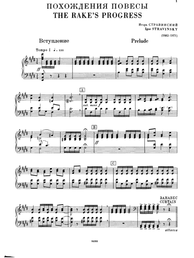 The Rake's Progress Vocal Score PDF