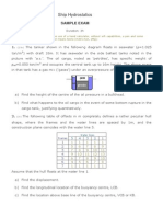 Ship Hydrostatics: Sample Exam