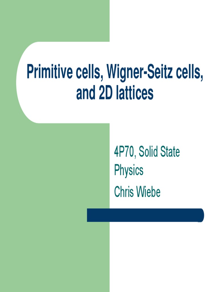 Understanding Primitive and Wigner-Seitz Cells | PDF