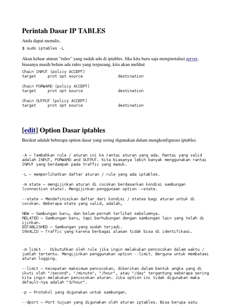 Tutorial Dasar Iptables untuk Firewall | PDF | Komputer