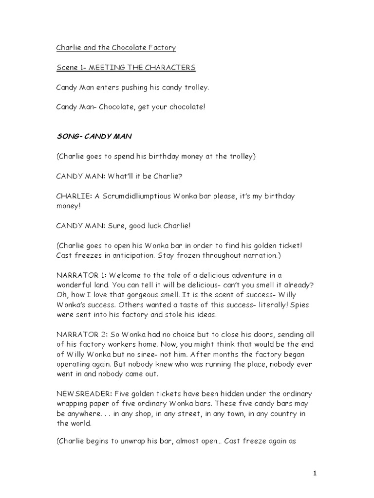 Charlie and the Chocolate Factory Script Foods Nature