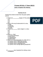 Sessional Exams of B.Sc. I Sem (2013) : Paper: Fundamentals of Digital Film Making M.M.-140