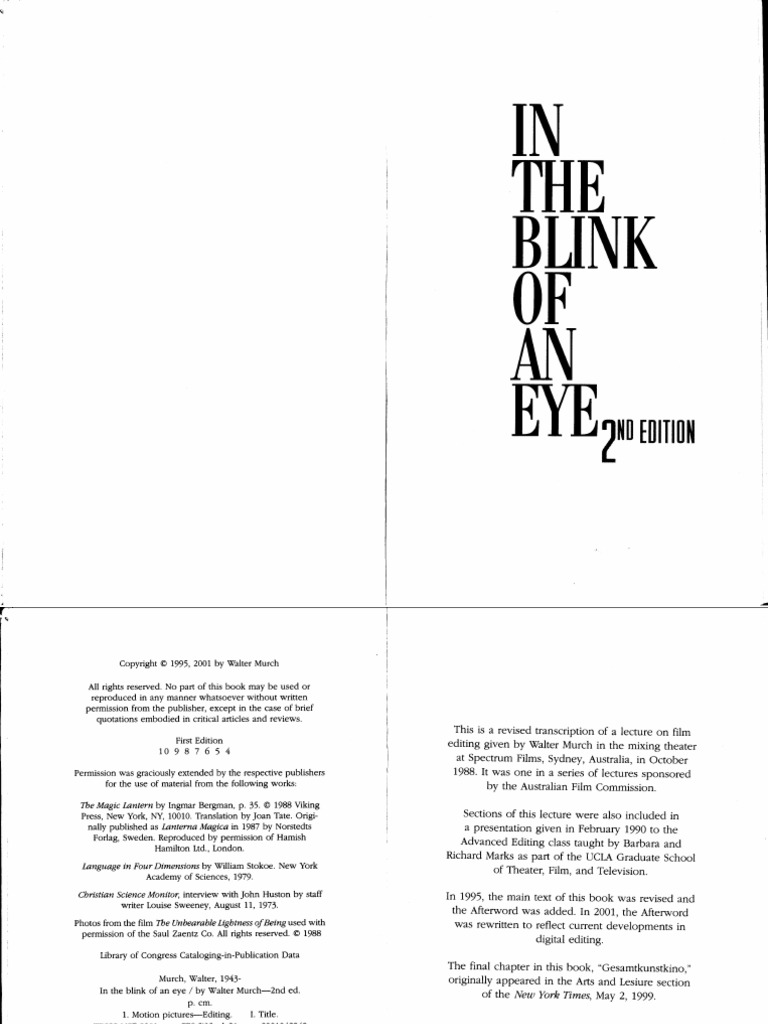 In The Blink Of An Eye By Walter Murch Pdf