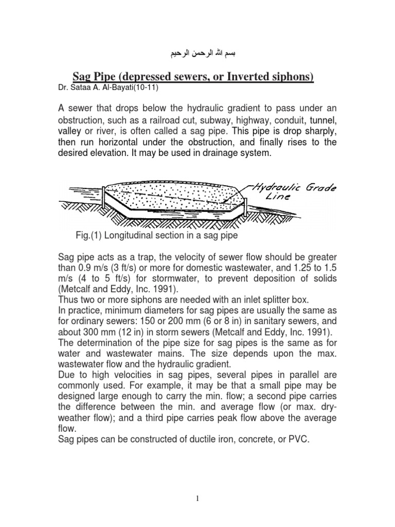 Inverted Siphon Sanitary Sewer Transparent Materials