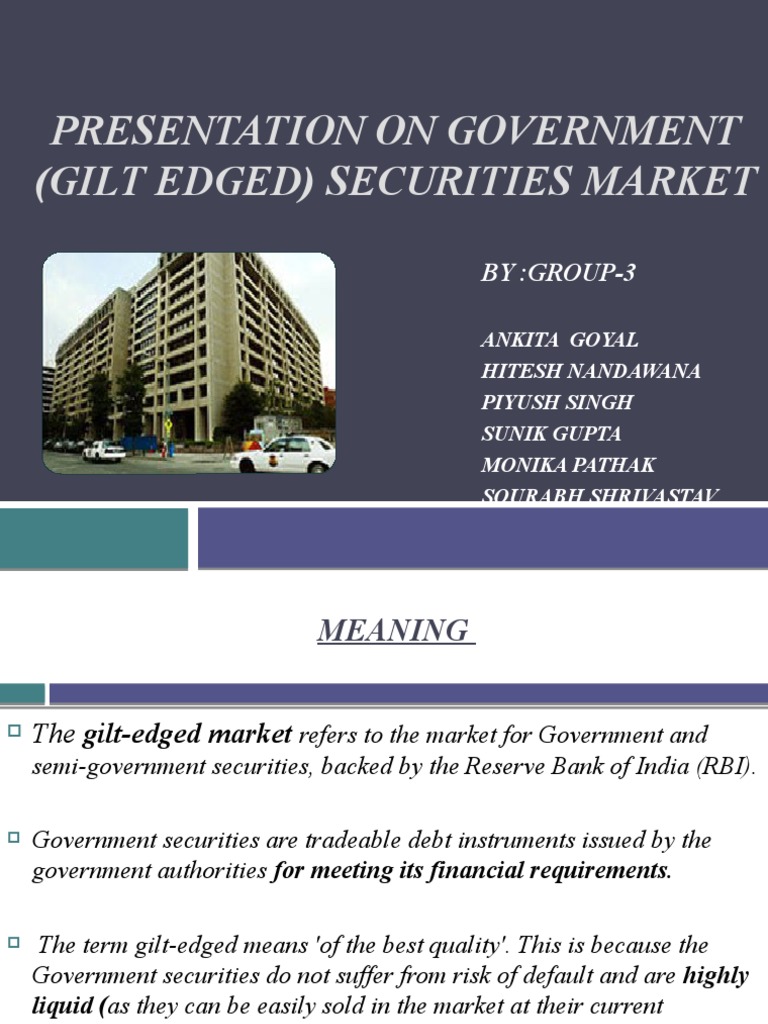Presentation On Government (Gilt Edged) Securities PDF Financial