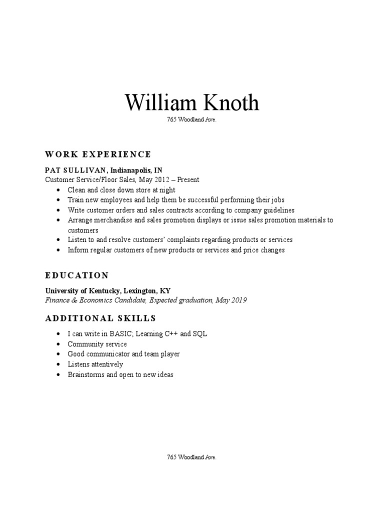 Resume Rough Draft WK PDF