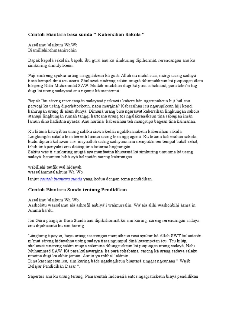 Contoh Biantara Bahasa Sunda Tentang Pendidikan Berbagai Contoh