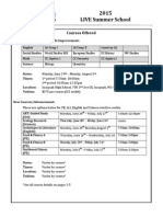 2015 LIVE Summer School: Courses Offered