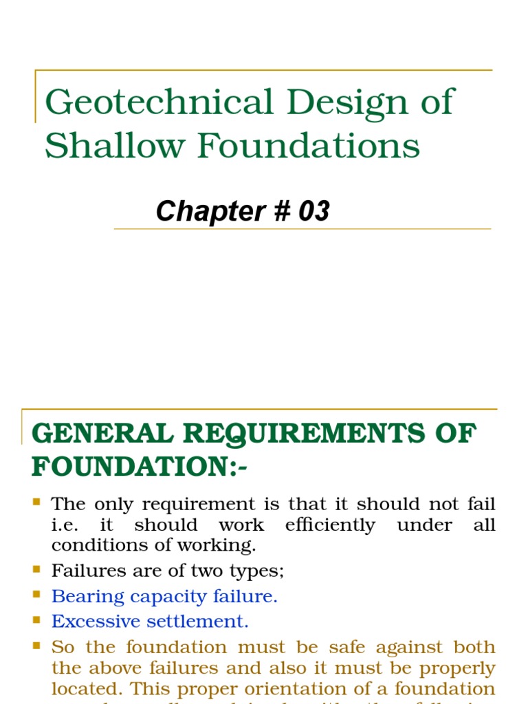 Geo-Technical Design of Shallow Foundation | PDF | Geotechnical ...