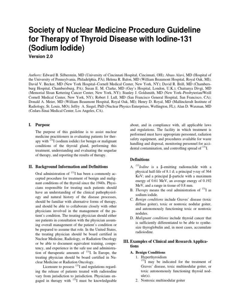 Therapy of Thyroid Disease With Iodine-131 v2.0 | PDF | Hyperthyroidism ...