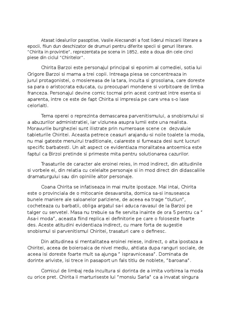 Caracterizare Chirita Chirita In Provintie