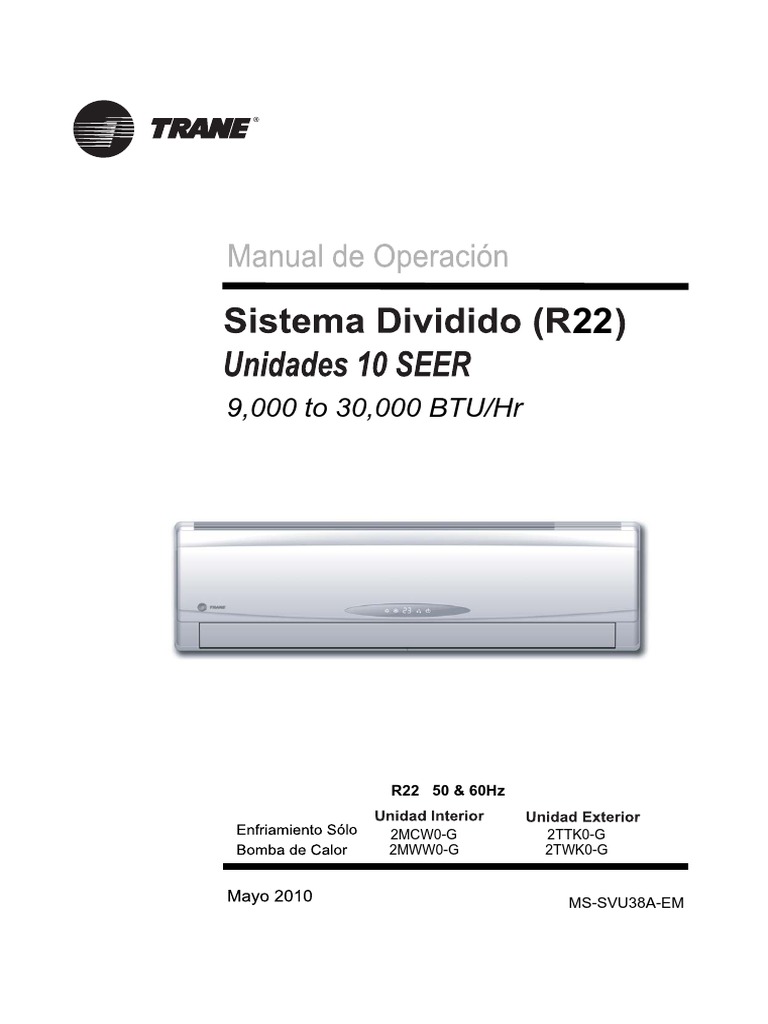 STD EFF Manual de Operacion TRANE Boiler Air Conditioning
