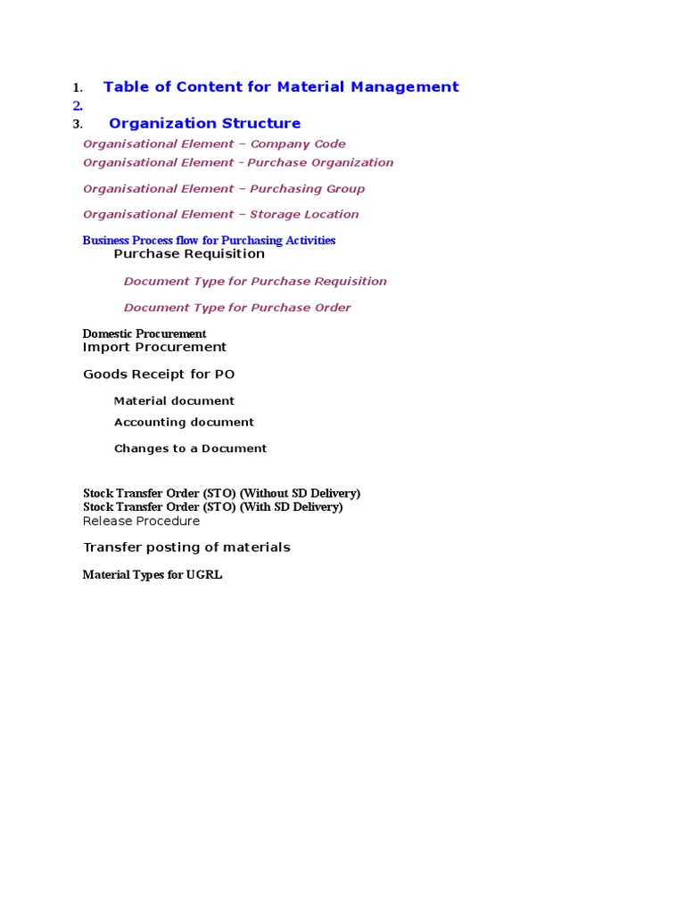 Material Management Structure & Processes | PDF