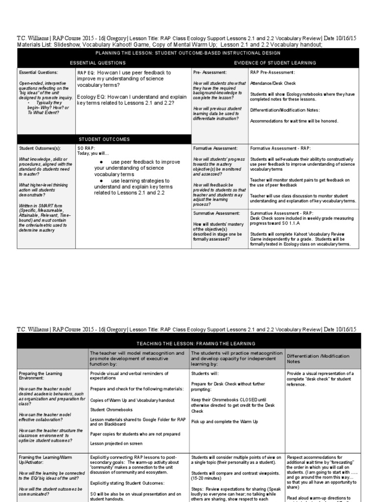 Ecology Vocabulary Review for RAP Class | PDF | Educational Assessment ...