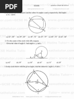 Circles Worksheet, geometry revision from GCSE Maths Tutor