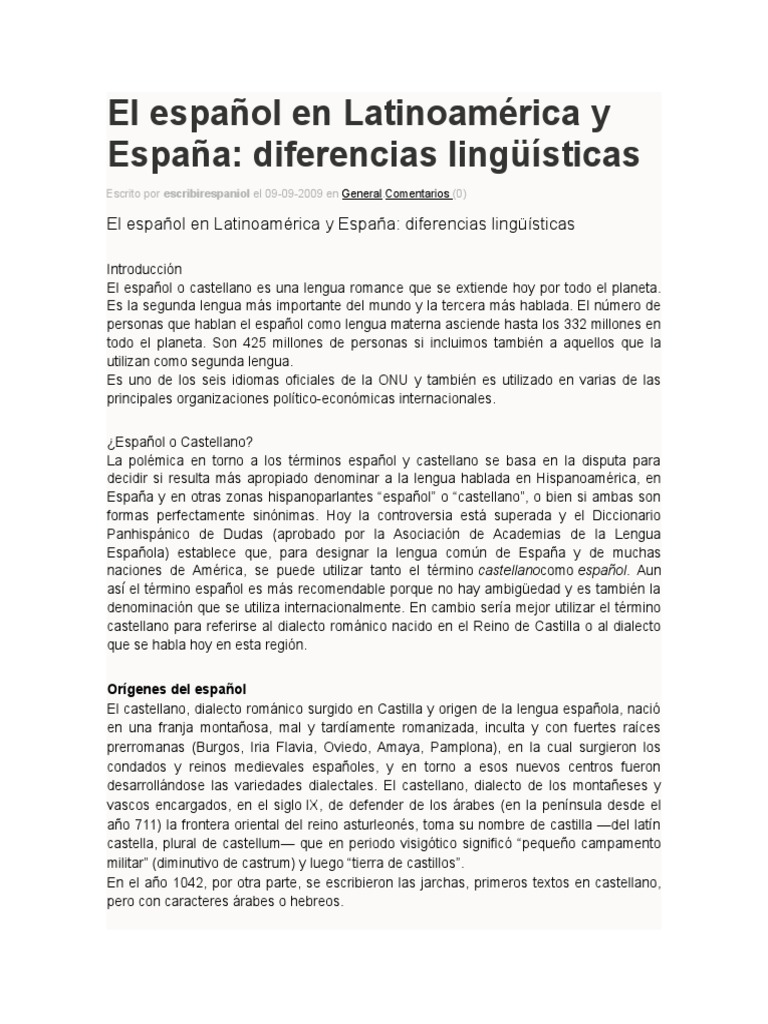 Diferencias Lexicas Entre España y America | PDF