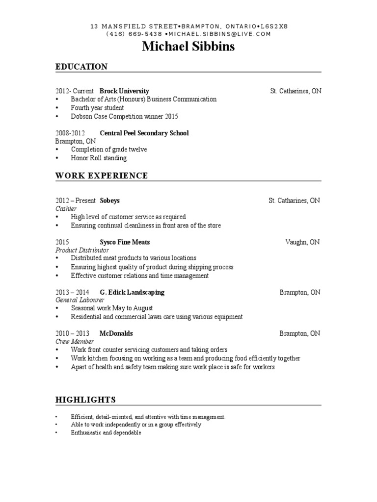 Michael Sibbins Resume | PDF