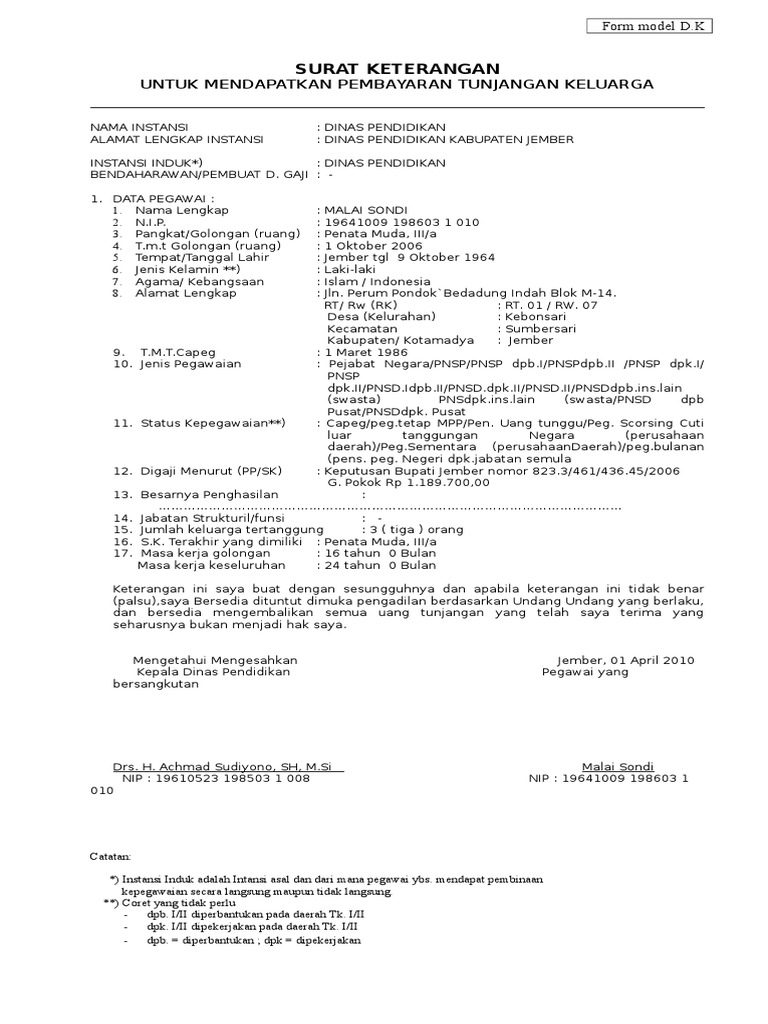 Form Model DK | PDF | Kajian Bahasa Asing