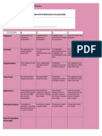 Performance Assessment Rubric