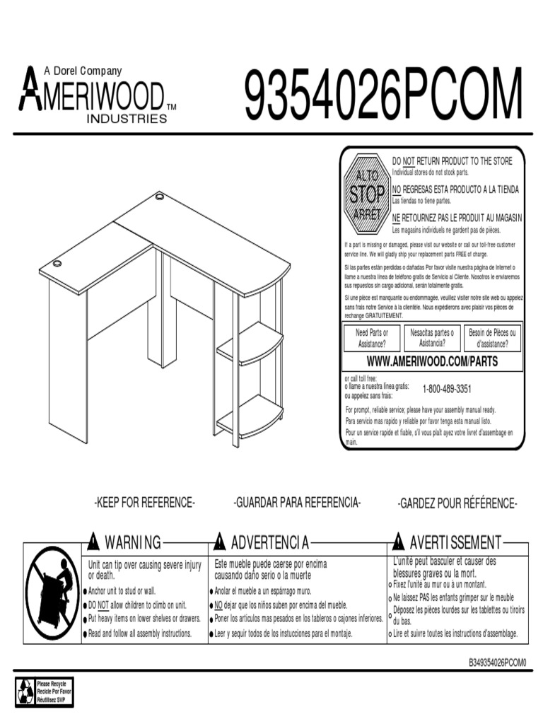 Assembly Instructions For Ameriwood L Shaped Desk Deskign Com