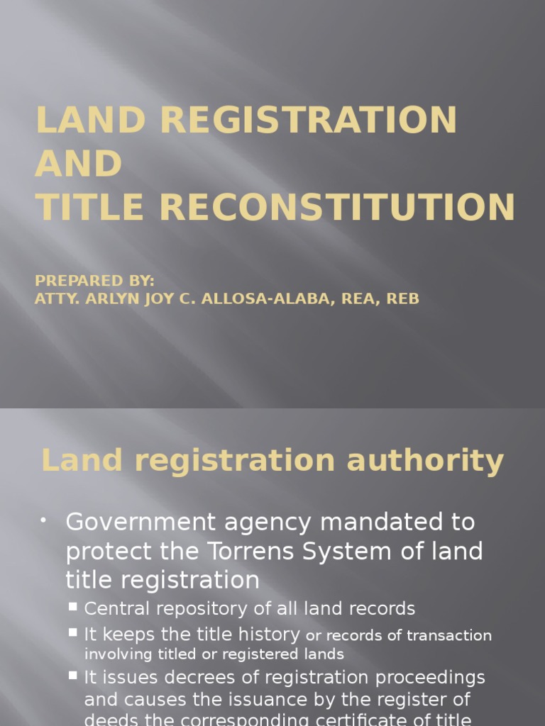 Understanding Land Title Registration | PDF | Civil Law (Common Law ...